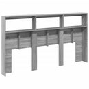 sengegavl med opbevaring og LED-lys 180x17x102 cm grå sonoma-eg