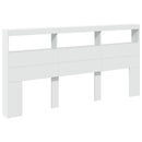 sengegavl med opbevaring og LED-lys 200x17x102 cm hvid