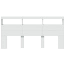 sengegavl med opbevaring og LED-lys 200x17x102 cm hvid