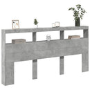 sengegavl med opbevaring og LED-lys 200x17x102 cm betongrå
