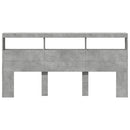 sengegavl med opbevaring og LED-lys 200x17x102 cm betongrå