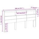 sengegavl med opbevaring og LED-lys 200x17x102 cm røget eg
