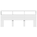 sengegavl med opbevaring og LED-lys 220x17x102 cm hvid