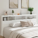 sengegavl med opbevaring og LED-lys 220x17x102 cm hvid