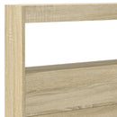 sengegavl med opbevaring og LED-lys 220x17x102 cm sonoma-eg