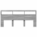 sengegavl med opbevaring og LED-lys 220x17x102 cm grå sonoma-eg