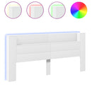 sengegavl med opbevaring og LED-lys 220x16,5x103,5 cm hvid