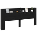 sengegavl med opbevaring og LED-lys 220x16,5x103,5 cm sort