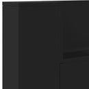 sengegavl med opbevaring og LED-lys 220x16,5x103,5 cm sort