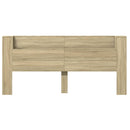 sengegavl med opbevaring og LED-lys 220x16,5x103,5 cm sonoma-eg