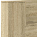sengegavl med opbevaring og LED-lys 220x16,5x103,5 cm sonoma-eg