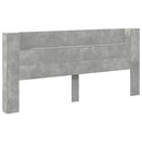 sengegavl med opbevaring og LED-lys 220x16,5x103,5 cm betongrå