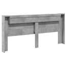 sengegavl med opbevaring og LED-lys 220x16,5x103,5 cm betongrå
