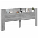 sengegavl m. opbevaring og LED-lys 220x16,5x103,5 cm grå sonoma