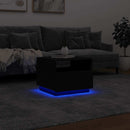 sofabord med LED-lys 50x49x40 cm sort