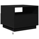 sofabord med LED-lys 50x49x40 cm sort