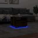 sofabord med LED-lys 50x49x40 cm røget egetræsfarve