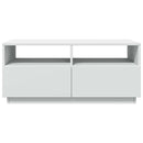 sofabord med LED-lys 90x49x40 cm hvid