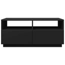sofabord med LED-lys 90x49x40 cm sort