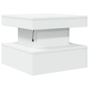 sofabord med LED-lys 50x50x40 cm hvid