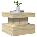 sofabord med LED-lys 50x50x40 cm sonoma-eg