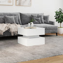 sofabord med LED-lys 50x50x40 cm hvid