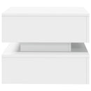 sofabord med LED-lys 50x50x40 cm hvid