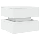 sofabord med LED-lys 50x50x40 cm hvid