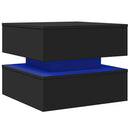 sofabord med LED-lys 50x50x40 cm sort