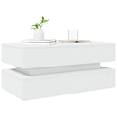 sofabord med LED-lys 90x50x40 cm hvid