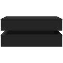sofabord med LED-lys 90x50x40 cm sort