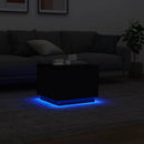 sofabord med LED-lys 50x50x40 cm sort
