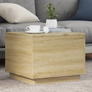 sofabord med LED-lys 50x50x40 cm sonoma-eg