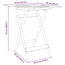 foldbart havebord Ø70x75 cm massivt akacietræ