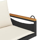 gyngebænk med hynder 109x62x40 cm polyrattan sort