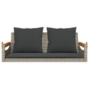 gyngebænk med hynder 109x62x40 cm polyrattan grå