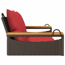 gyngebænk med hynder 109x62x40 cm polyrattan brun