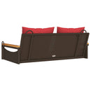 gyngebænk med hynder 109x62x40 cm polyrattan brun