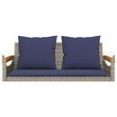 gyngebænk med hynder 109x62x40 cm polyrattan grå