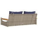 gyngebænk med hynder 109x62x40 cm polyrattan grå