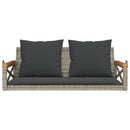 gyngebænk med hynder 109x62x40 cm polyrattan grå