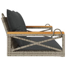gyngebænk med hynder 109x62x40 cm polyrattan grå