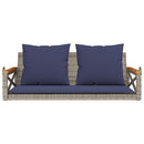 gyngebænk med hynder 109x62x40 cm polyrattan grå