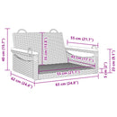 gyngebænk 63x62x40 cm polyrattan grå
