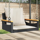 gyngebænk med hynder 63x62x40 cm polyrattan sort
