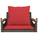 gyngebænk med hynder 63x62x40 cm polyrattan brun