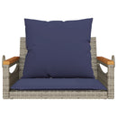 gyngebænk med hynder 63x62x40 cm polyrattan grå