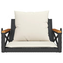 gyngebænk med hynder 63x62x40 cm polyrattan sort