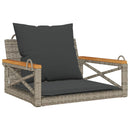 gyngebænk med hynder 63x62x40 cm polyrattan grå