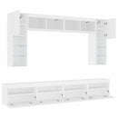 væghængt tv-møbel 8 dele med LED-lys hvid